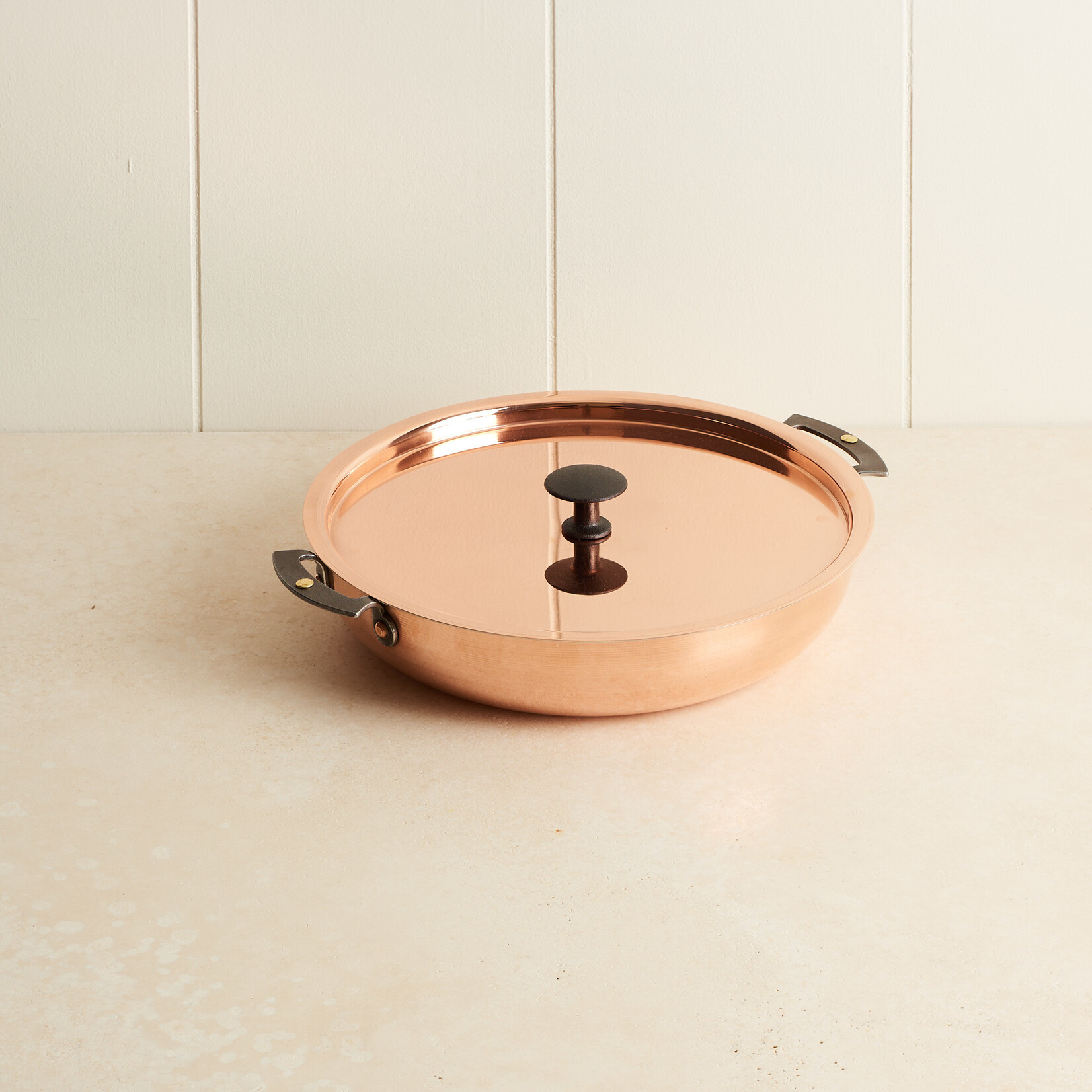 Tin-lined Copper Chef Pan with lid