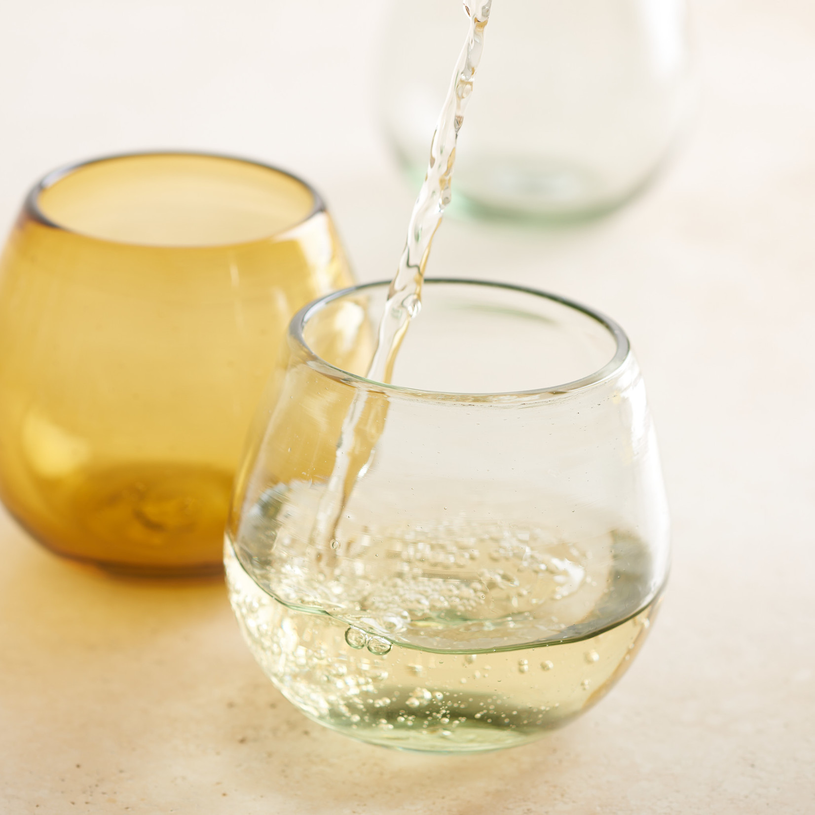 Handblown Roli Poli Glass clear Three Bales Home Supply