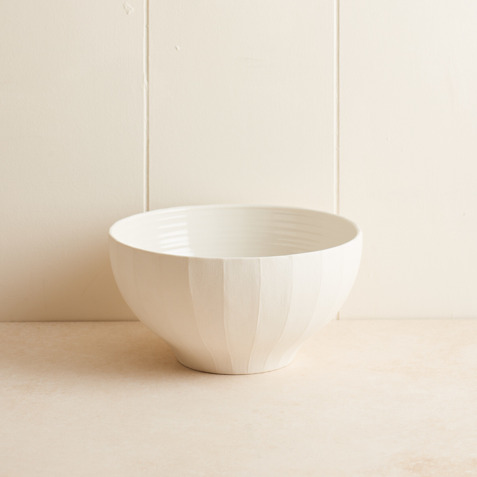 Porcelain Fluted Serving Bowl