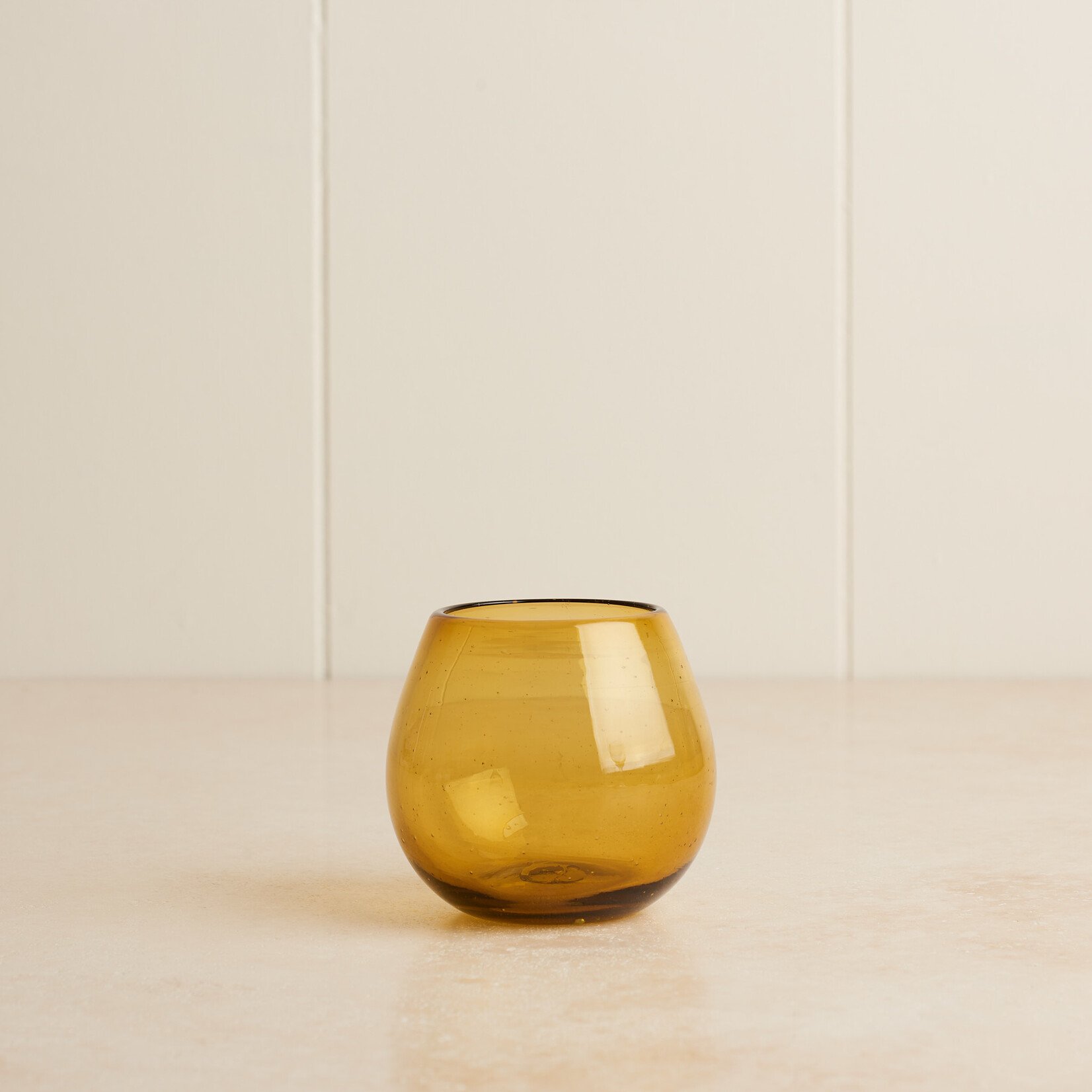 Handblown Roli Poli Glass - amber