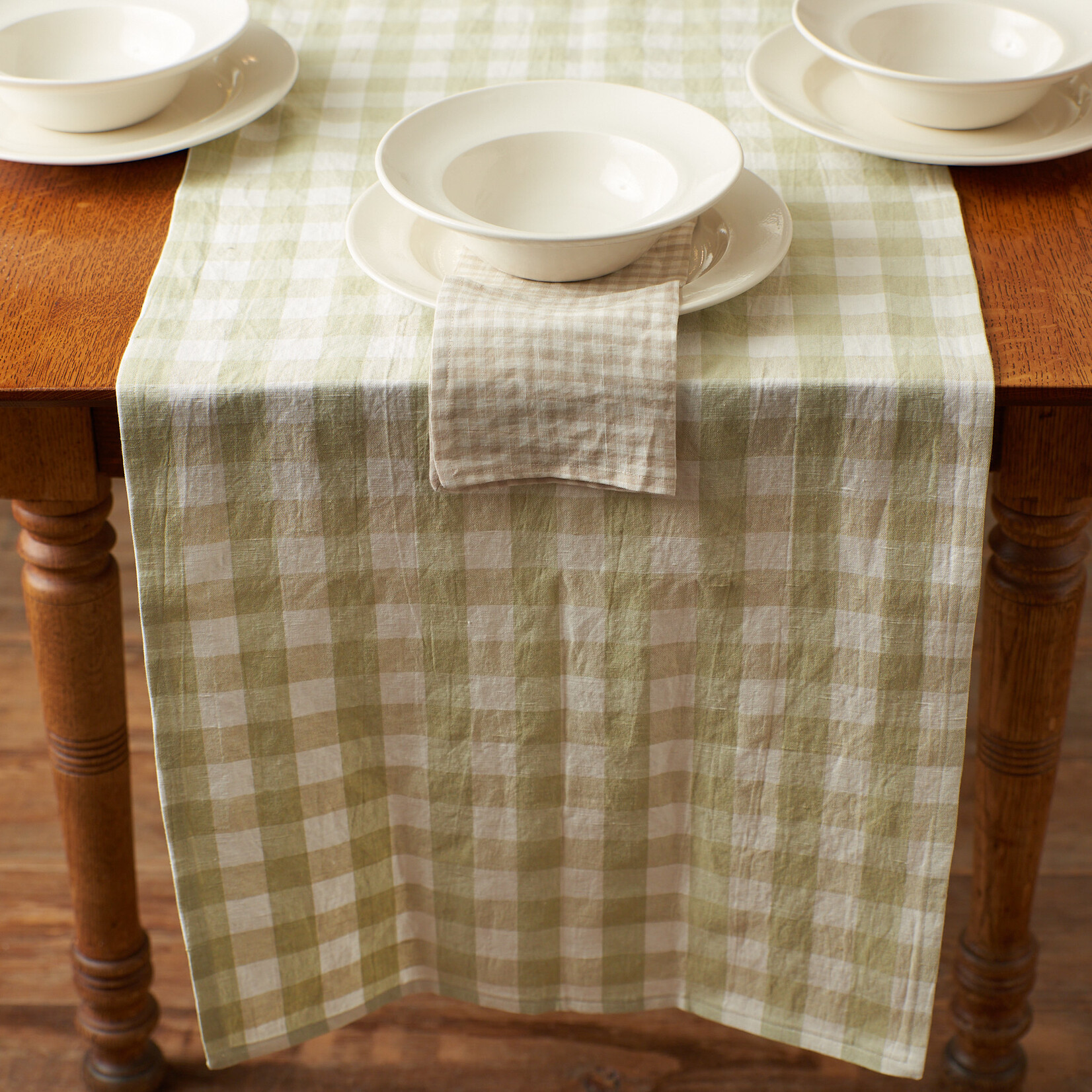 Linen Table Runner - fall sage