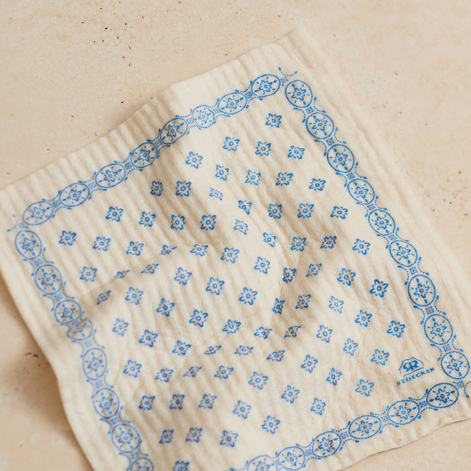 Compostable Dishcloth - blue flower print