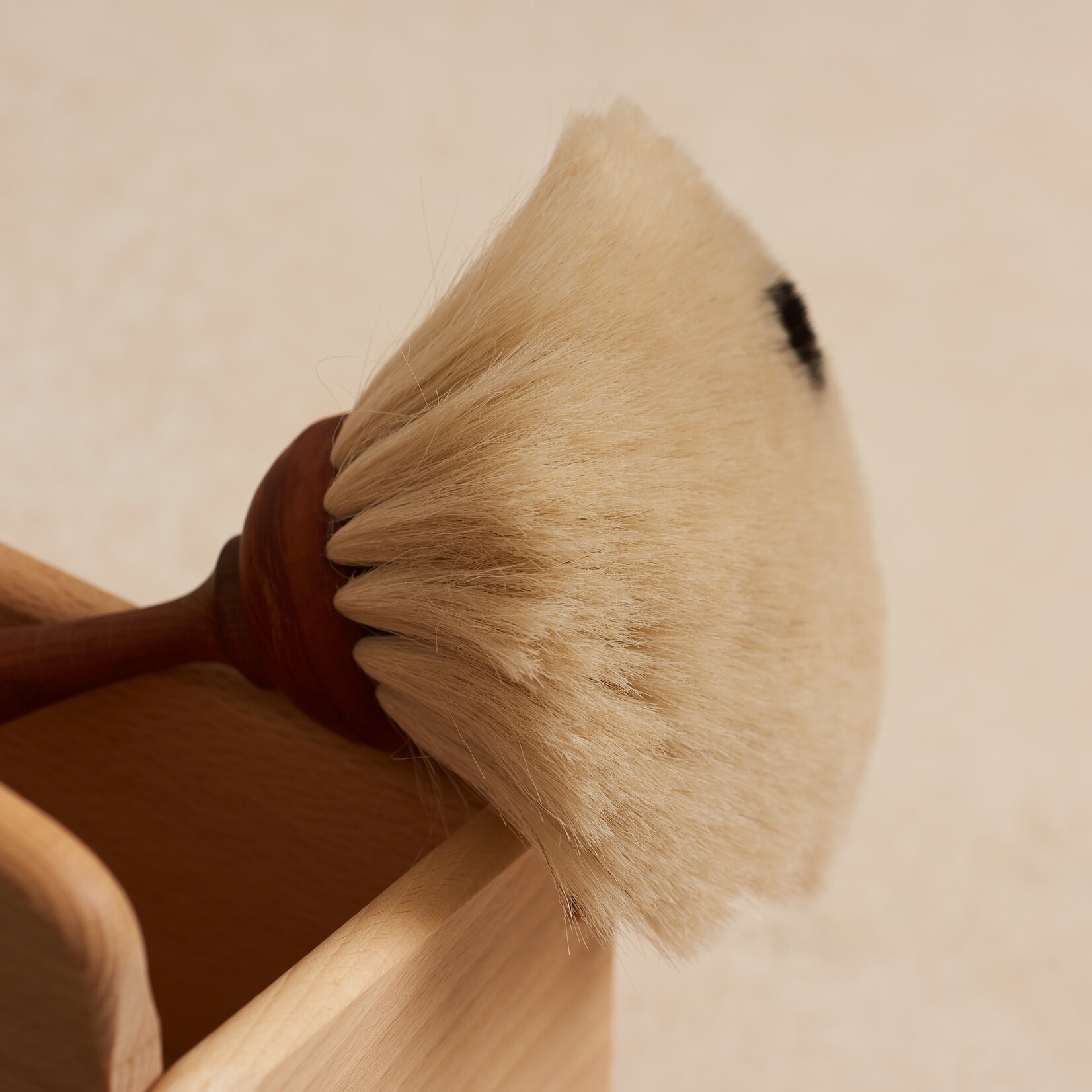Pearwood Handle Duster - white goat hair
