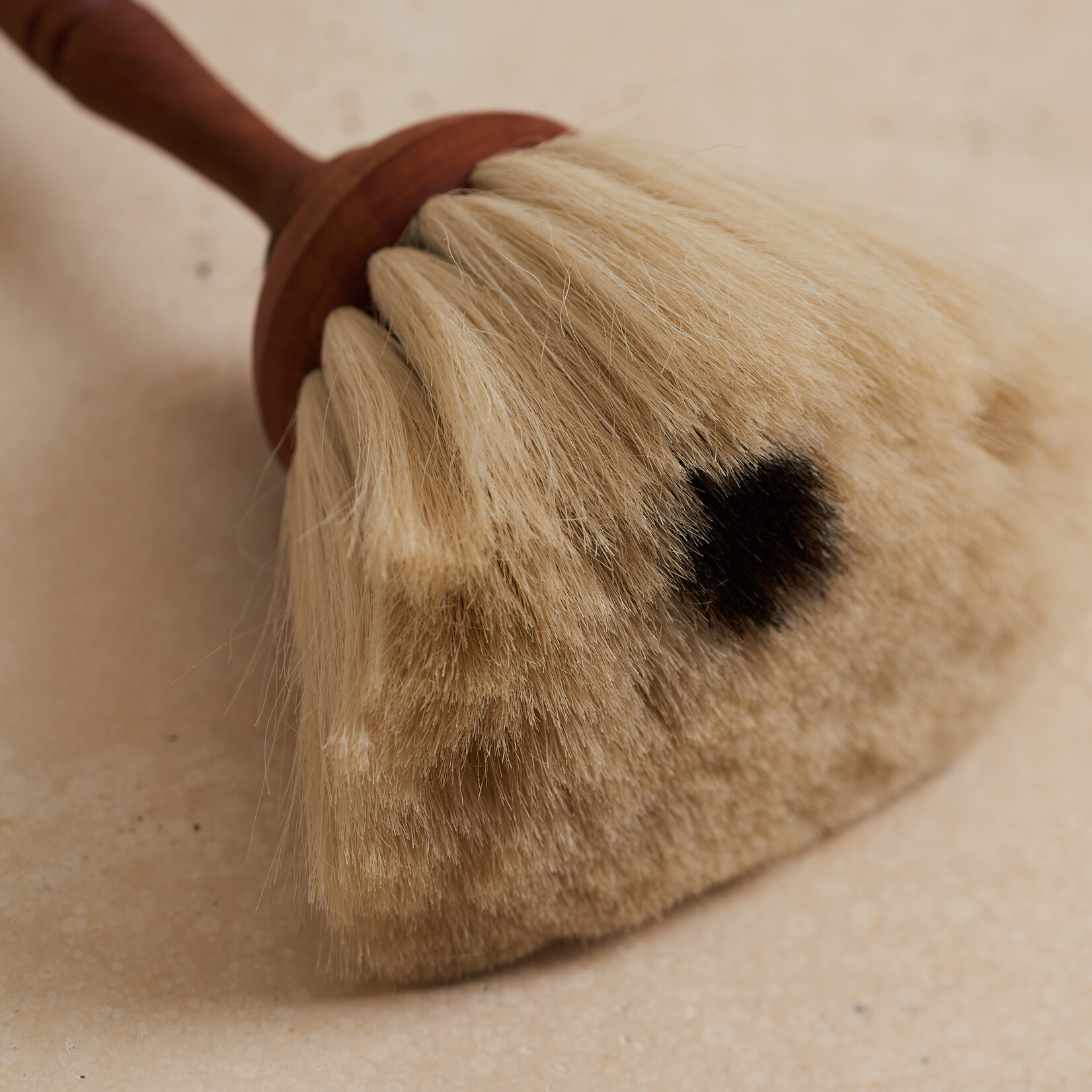 Pearwood Handled Dust Brush - white goat hair