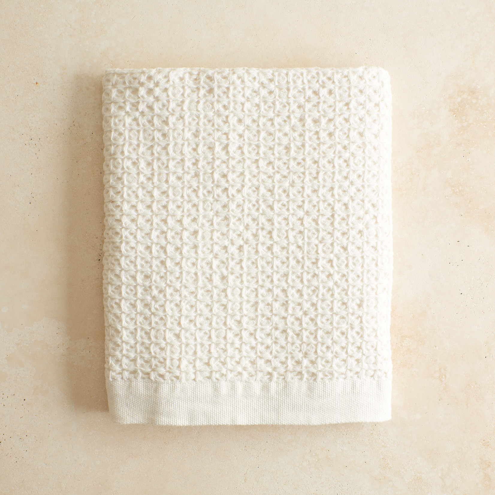 Ivory WaffleWeave Bath Towel Three Bales Home Supply LLC