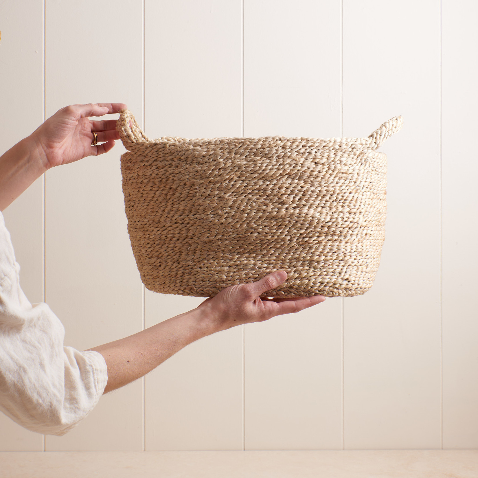 Small Oval Jute Basket Three Bales Home Supply LLC