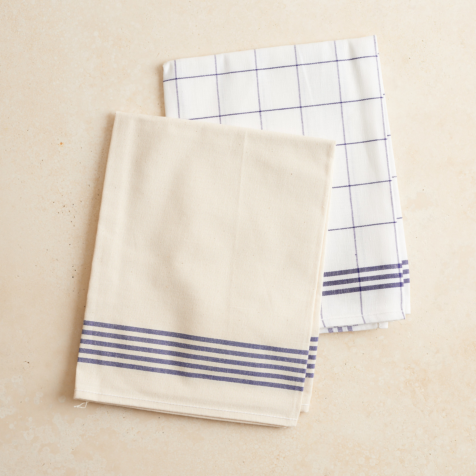 French Cotton Kitchen towel - blue check - Three Bales Home Supply
