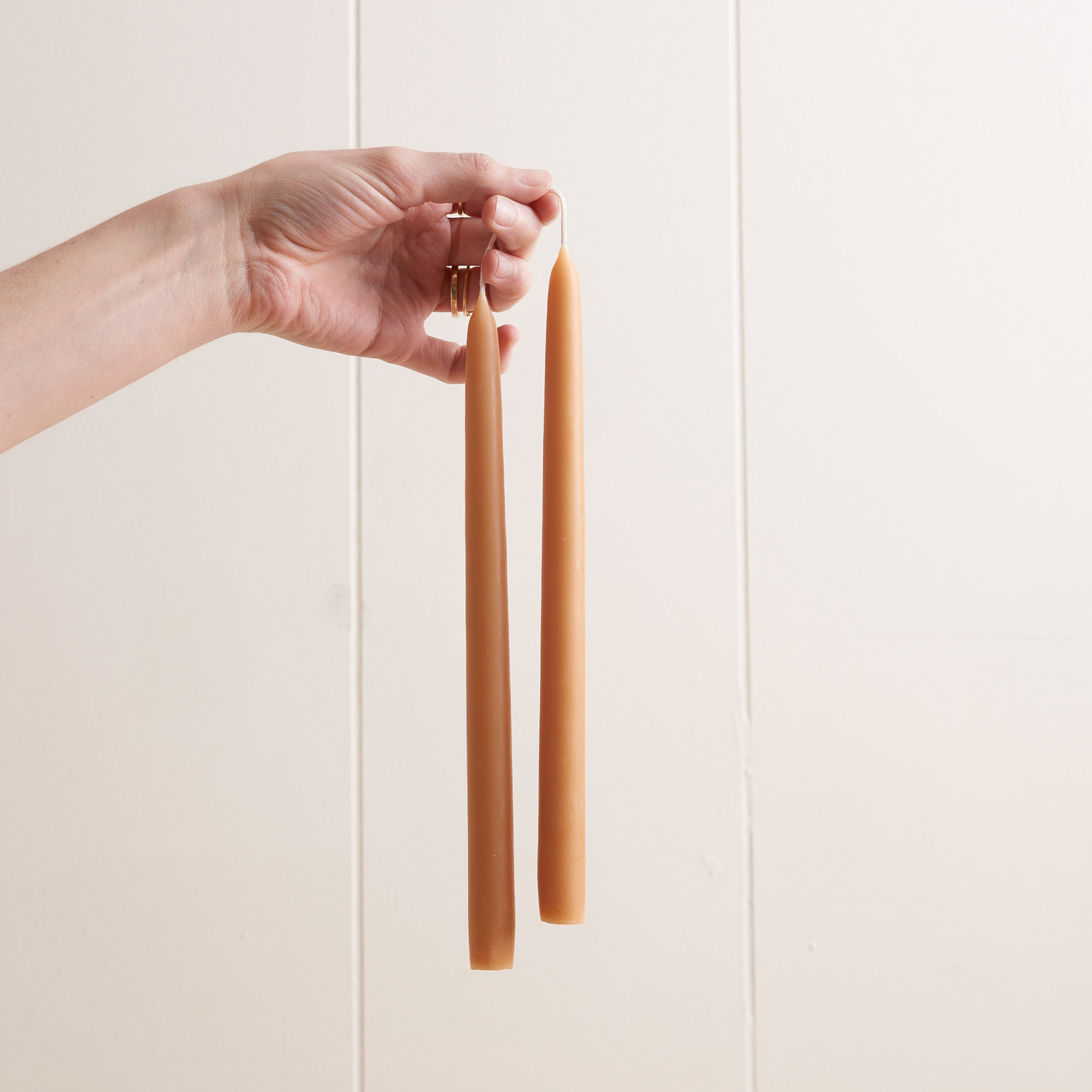 Pair of Handdipped Beeswax Tapers chai Three Bales Home Supply