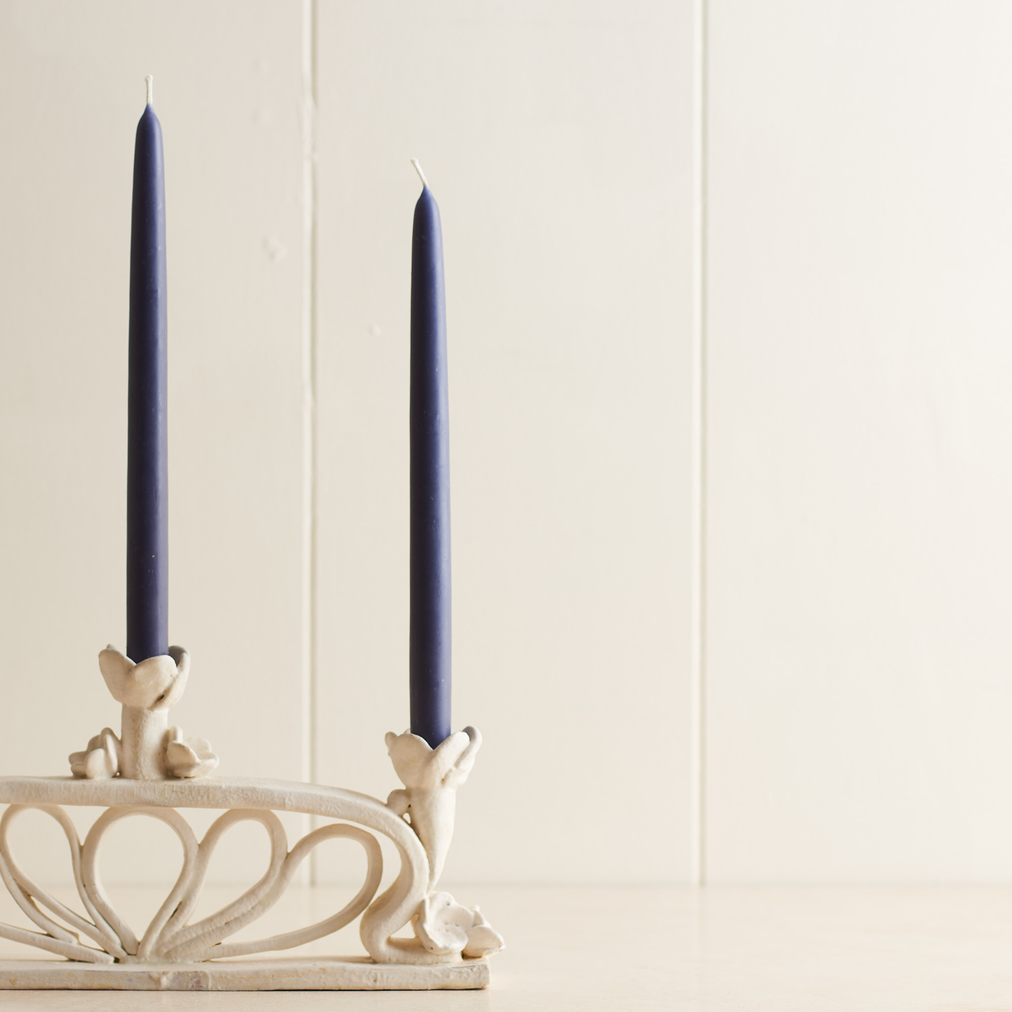 Pair of Handdipped Beeswax Tapers lavender Three Bales Home Supply LLC