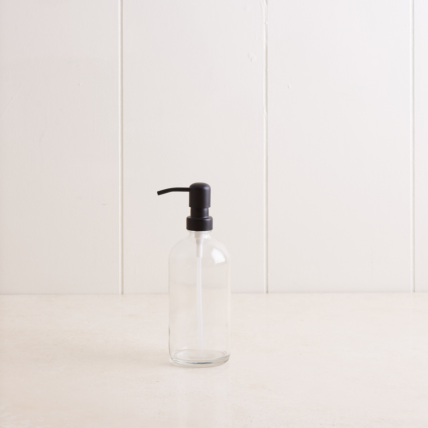 Empty Glass Soap Dispenser - black pump
