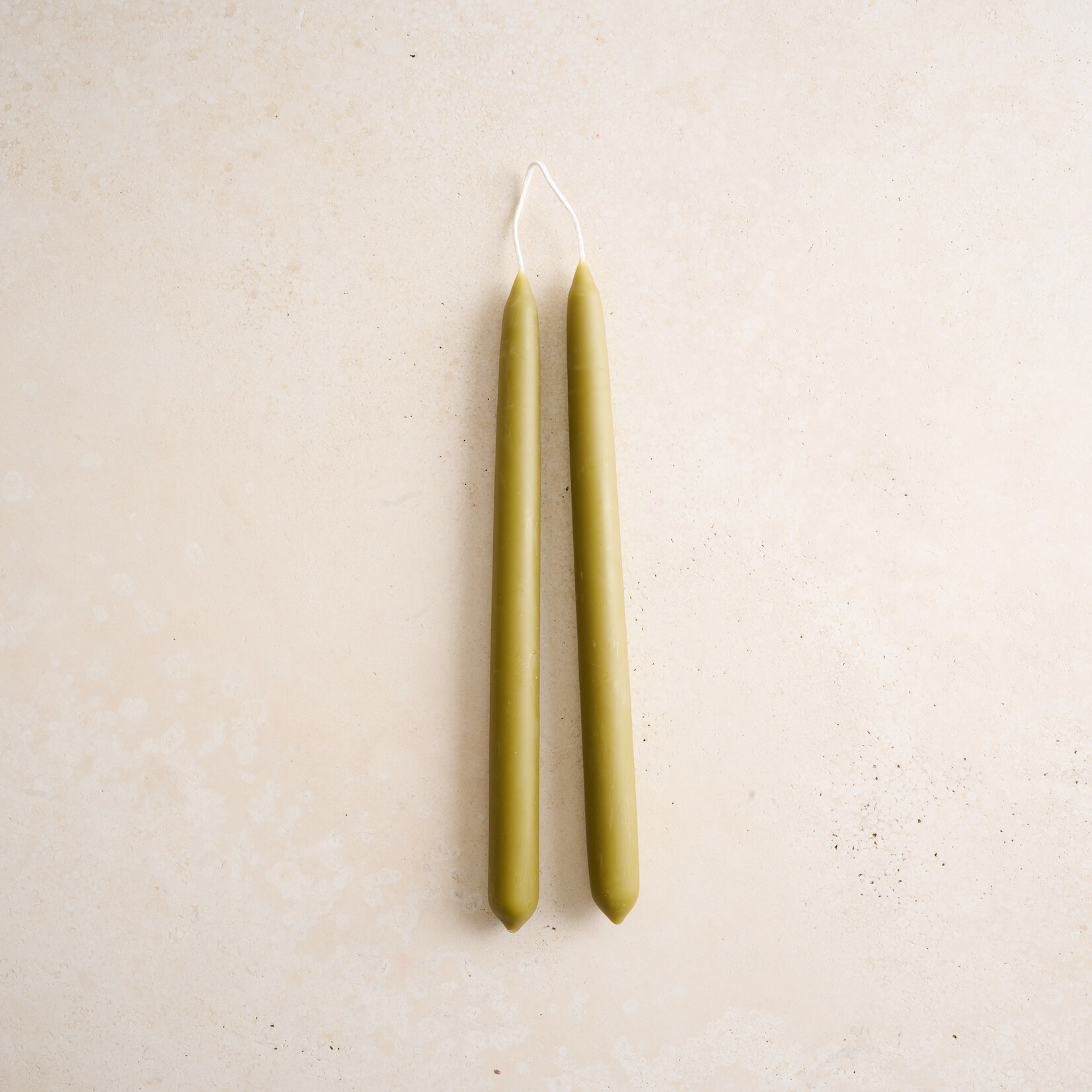 Pair of Hand-dipped Beeswax Tapers - lichen