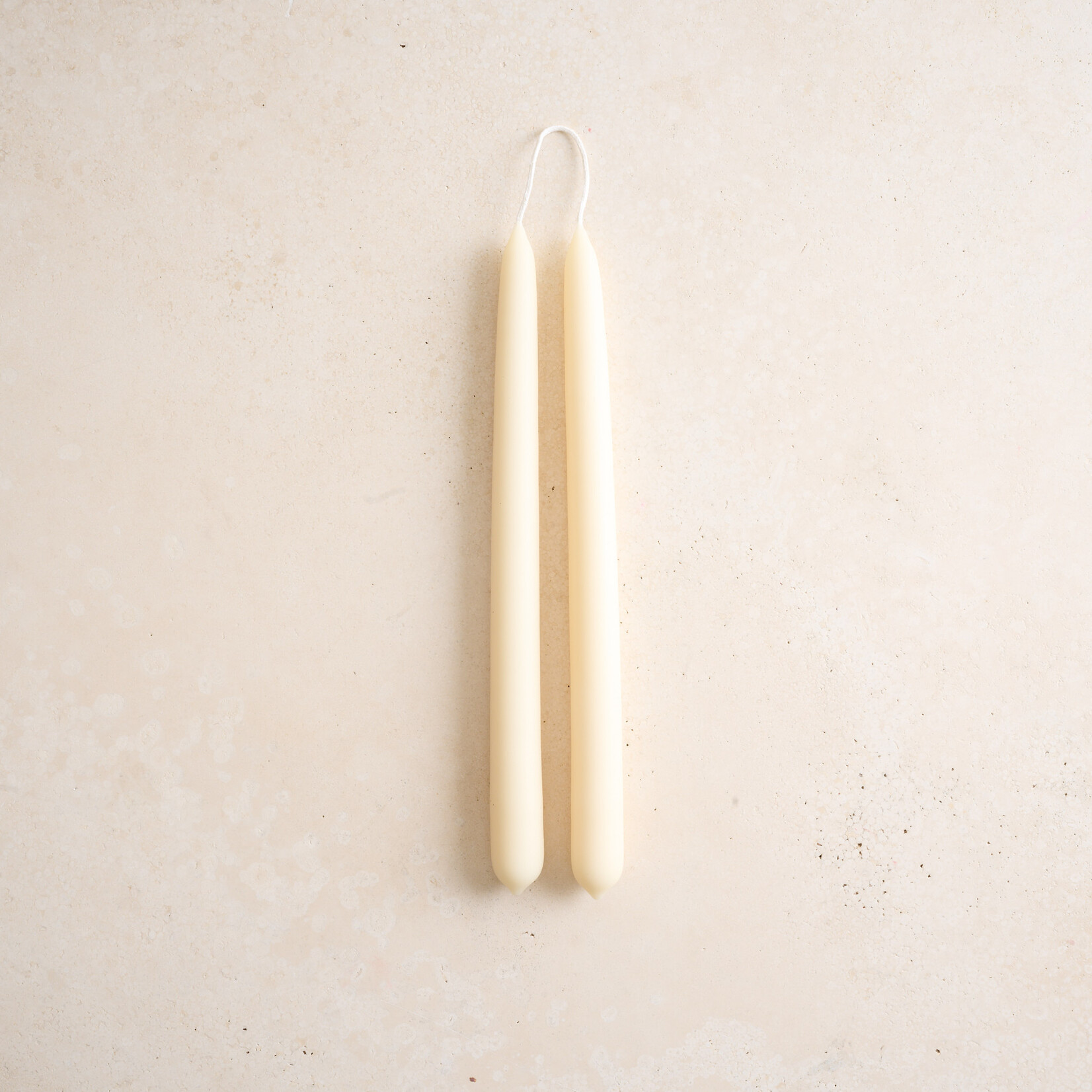 Pair of Hand-dipped Beeswax Tapers - linen