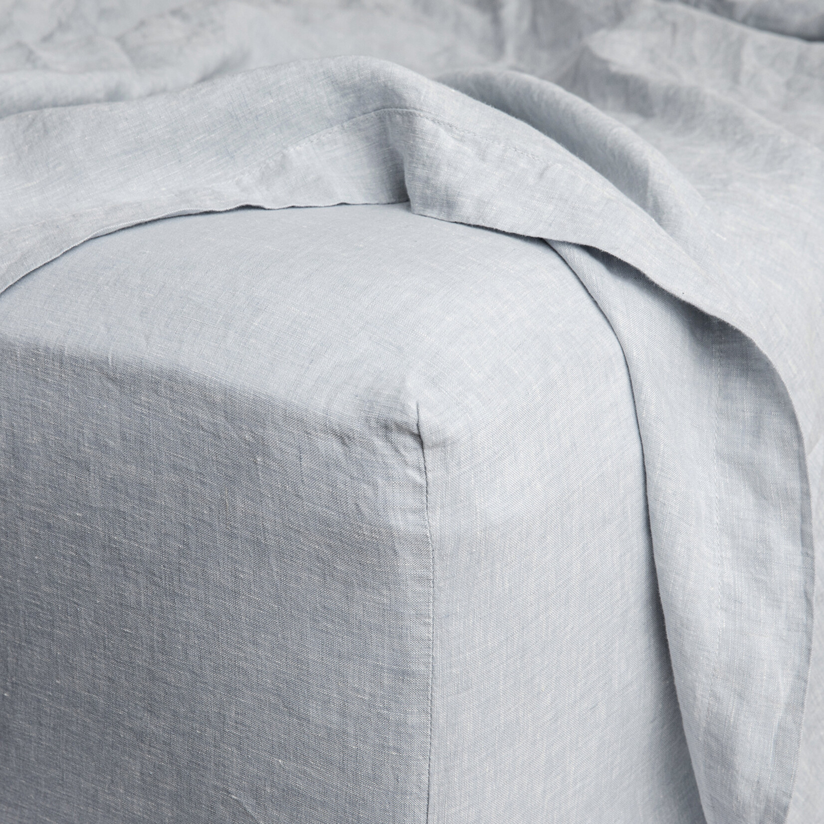 Linen Fitted Sheet - sky