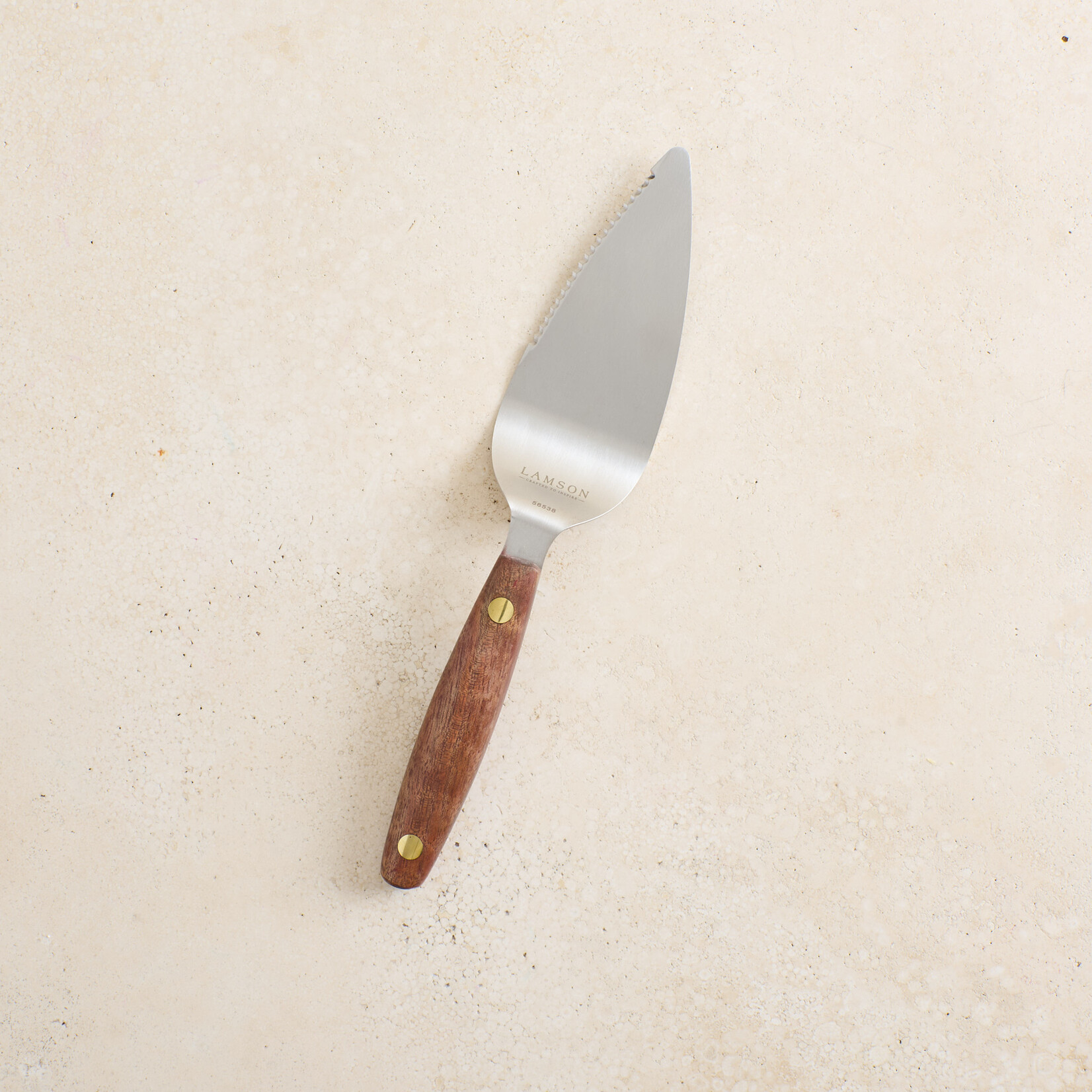 Walnut Handled Pie Server - serrated edge