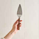 Walnut Handled Pie Server - serrated edge