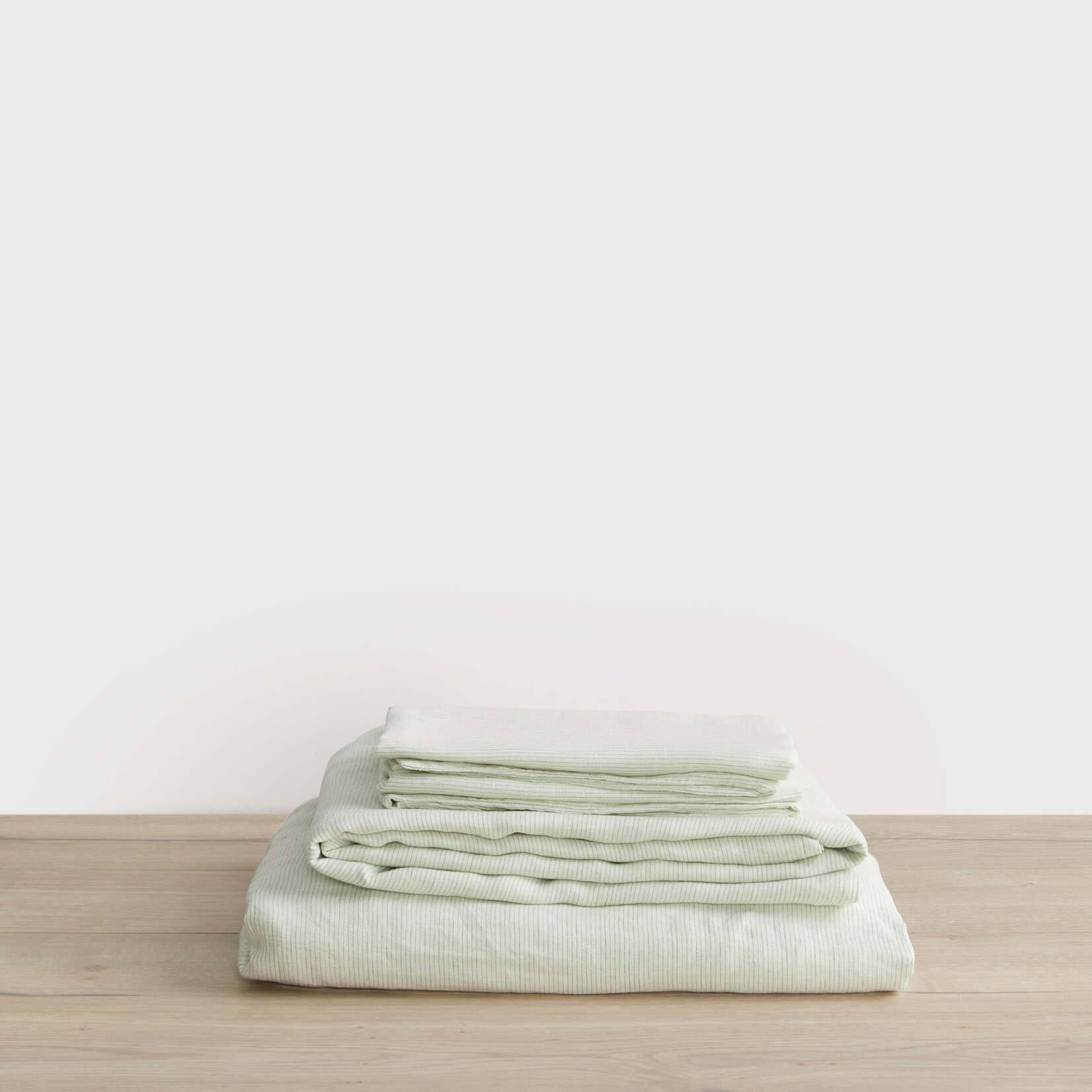 Linen Fitted Sheet - fern stripe