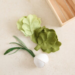 Felted Play Food - lettuce and onion with crate