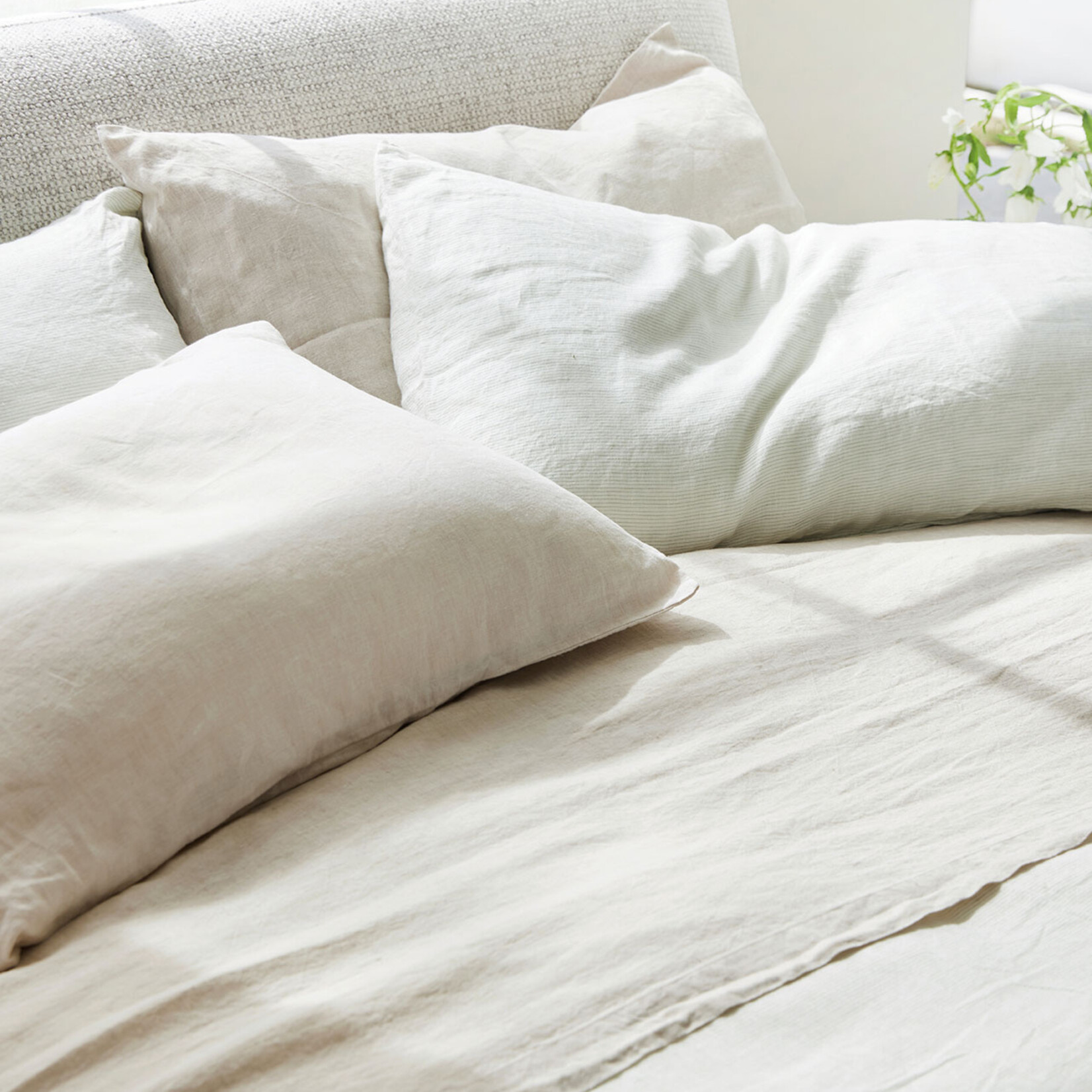 Linen Euro Pillow Cover - fern stripe