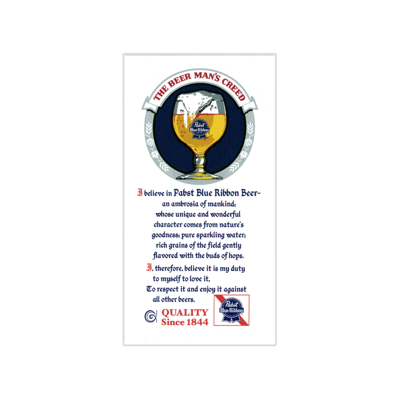 Pabst Pabst Beer Man's Creed Sticker