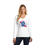 Pabst Women's Pabst White Long Sleeve V-Neck Tee