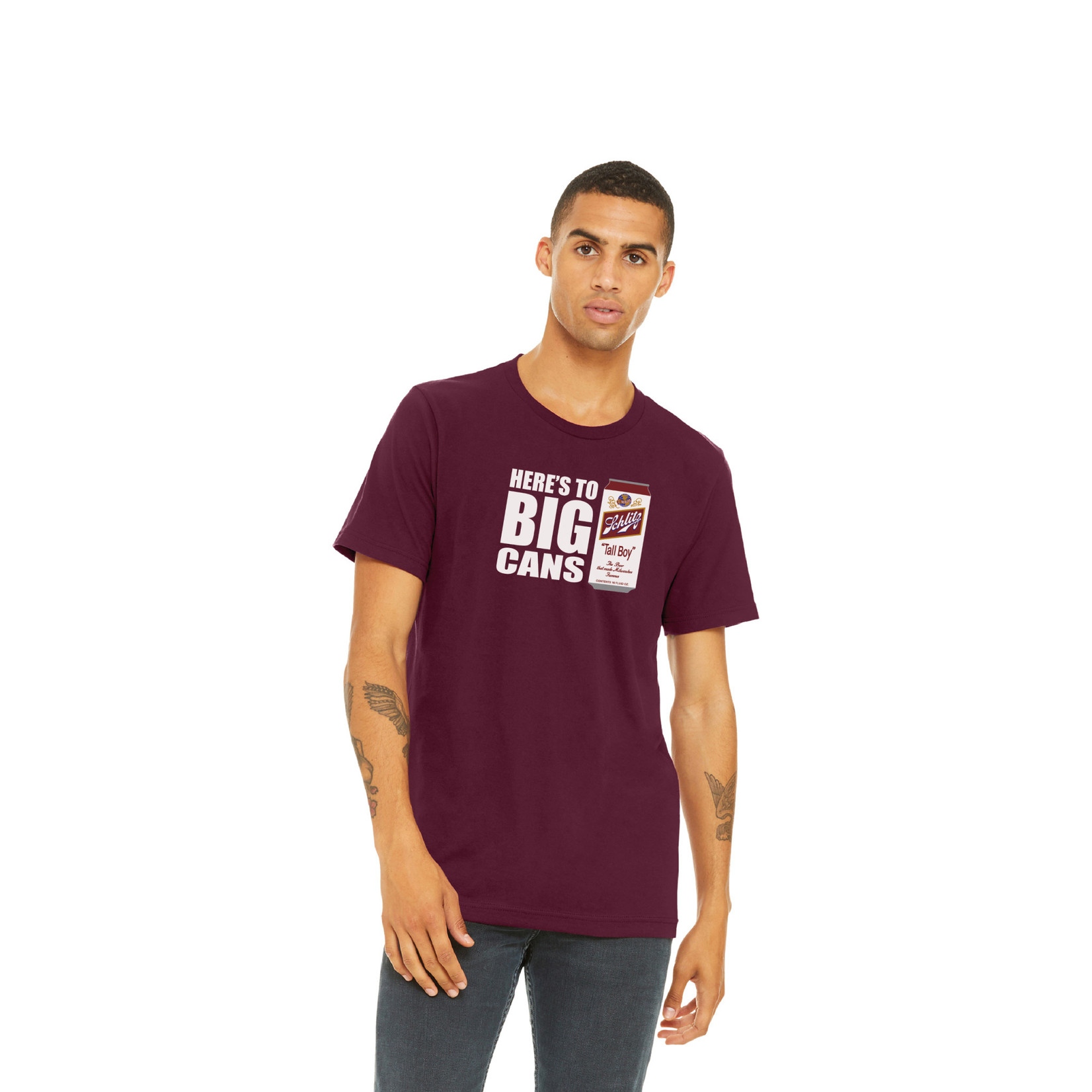 Schlitz Schlitz Big Cans Maroon Tee