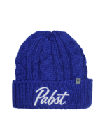 Pabst Pabst Script Royal Blue Cable Knit Cuffed Beanie
