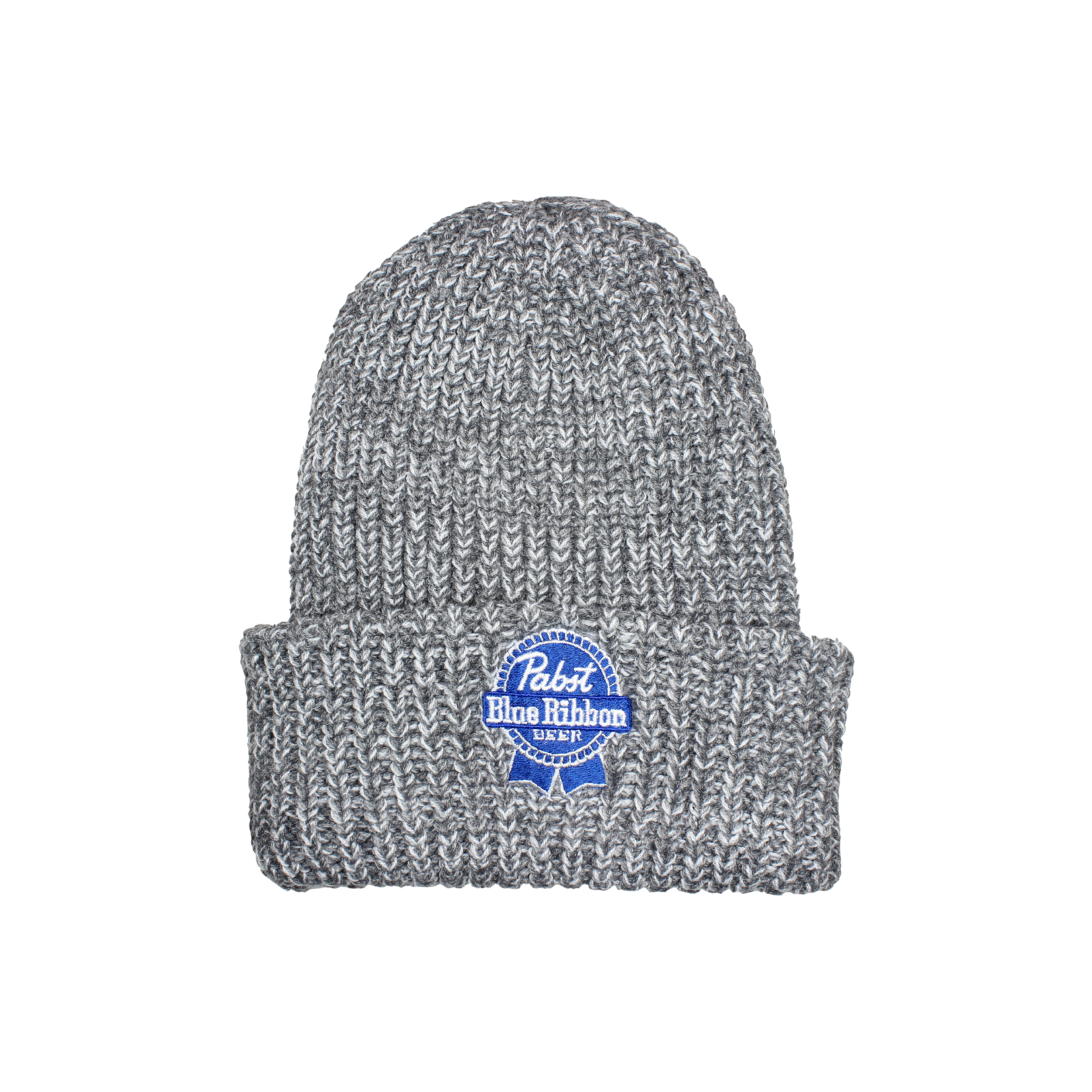 Pabst Pabst Ribbon Grey/White Chunky Knit Cuffed Beanie