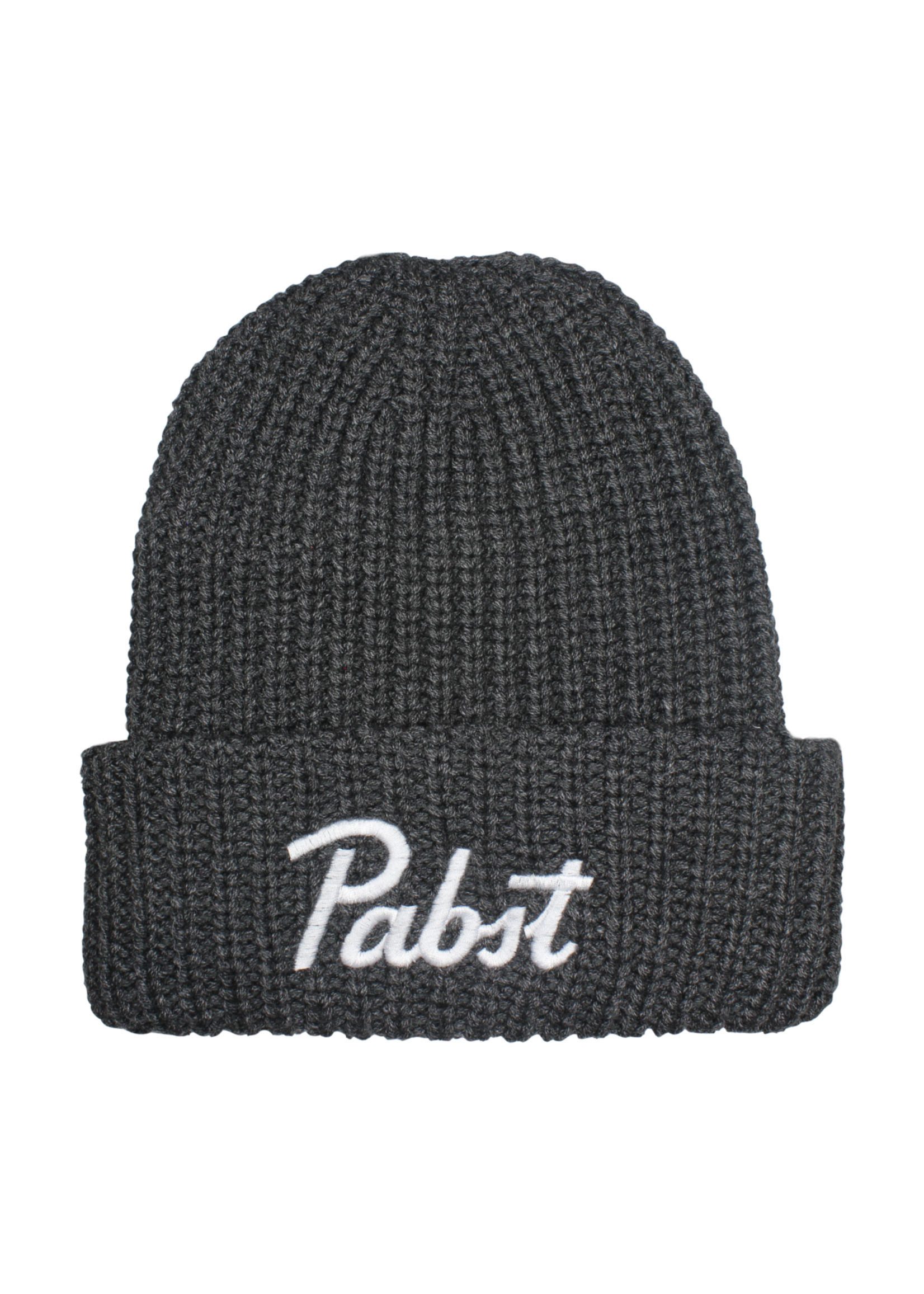 Pabst Pabst Script Charcoal Grey Chunky Knit Cuffed Beanie