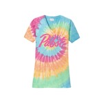 Pabst Women's Pabst Tie Dye 60's Script V-Neck Tee