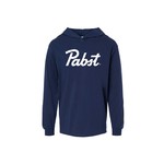 Pabst Pabst Script Navy Hooded Long Sleeve Tee