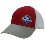 Pabst Pabst Red & Grey Side Ribbon Mesh Trucker