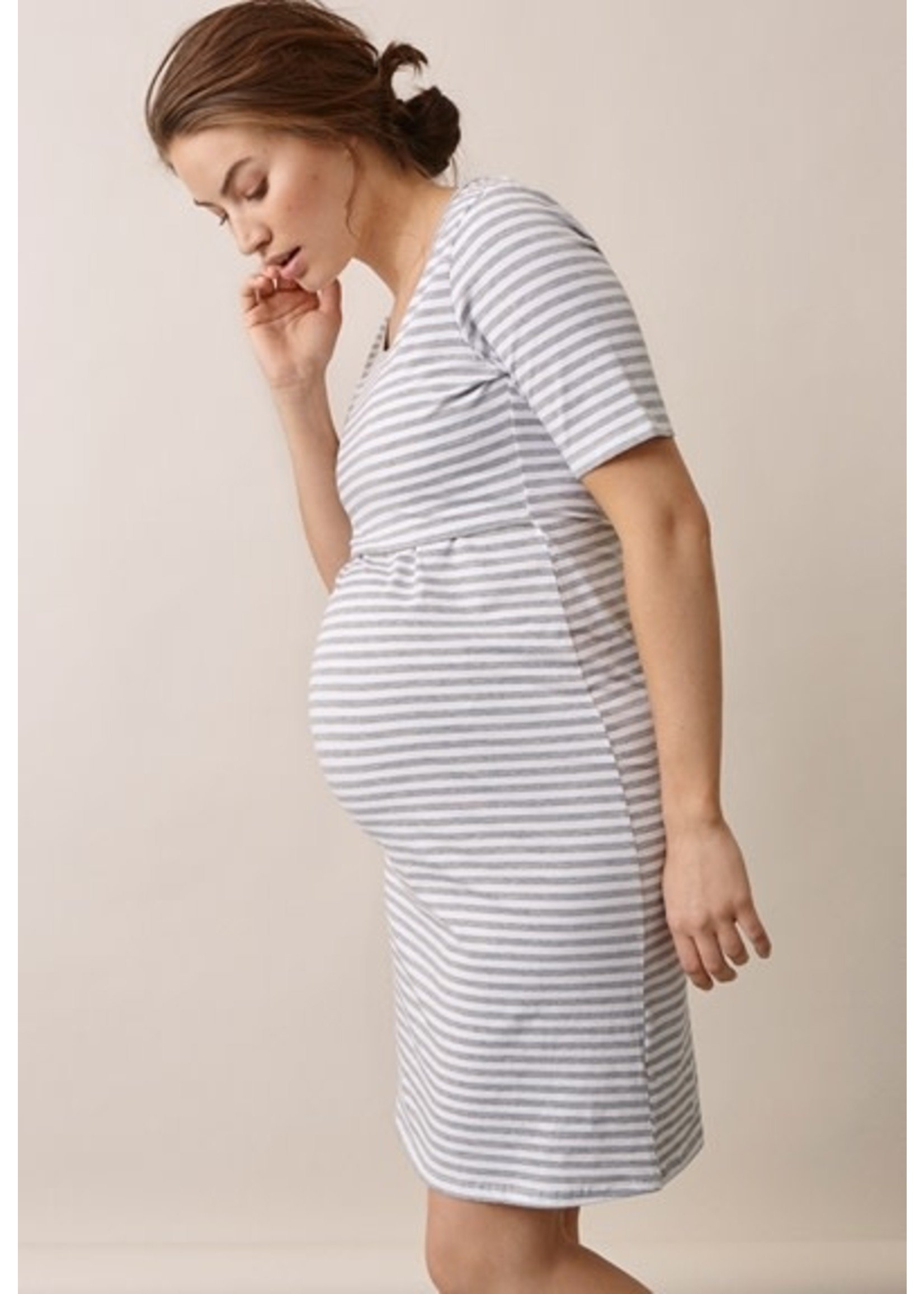 Boob Maternity and Nursing Tank Top - Stripe Off White/Melon