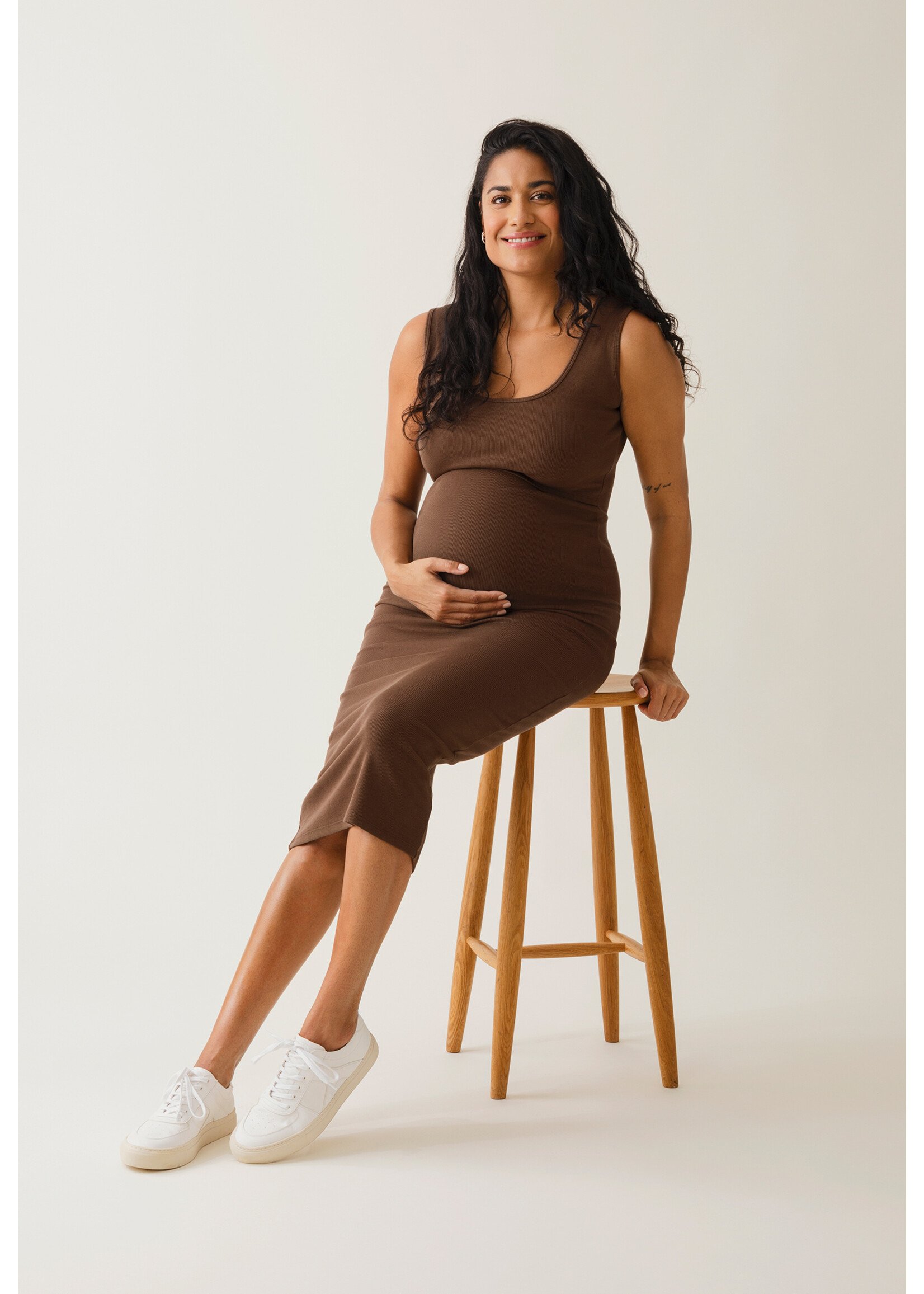 Boob Design Ribbed maternity tank dress with nursing access