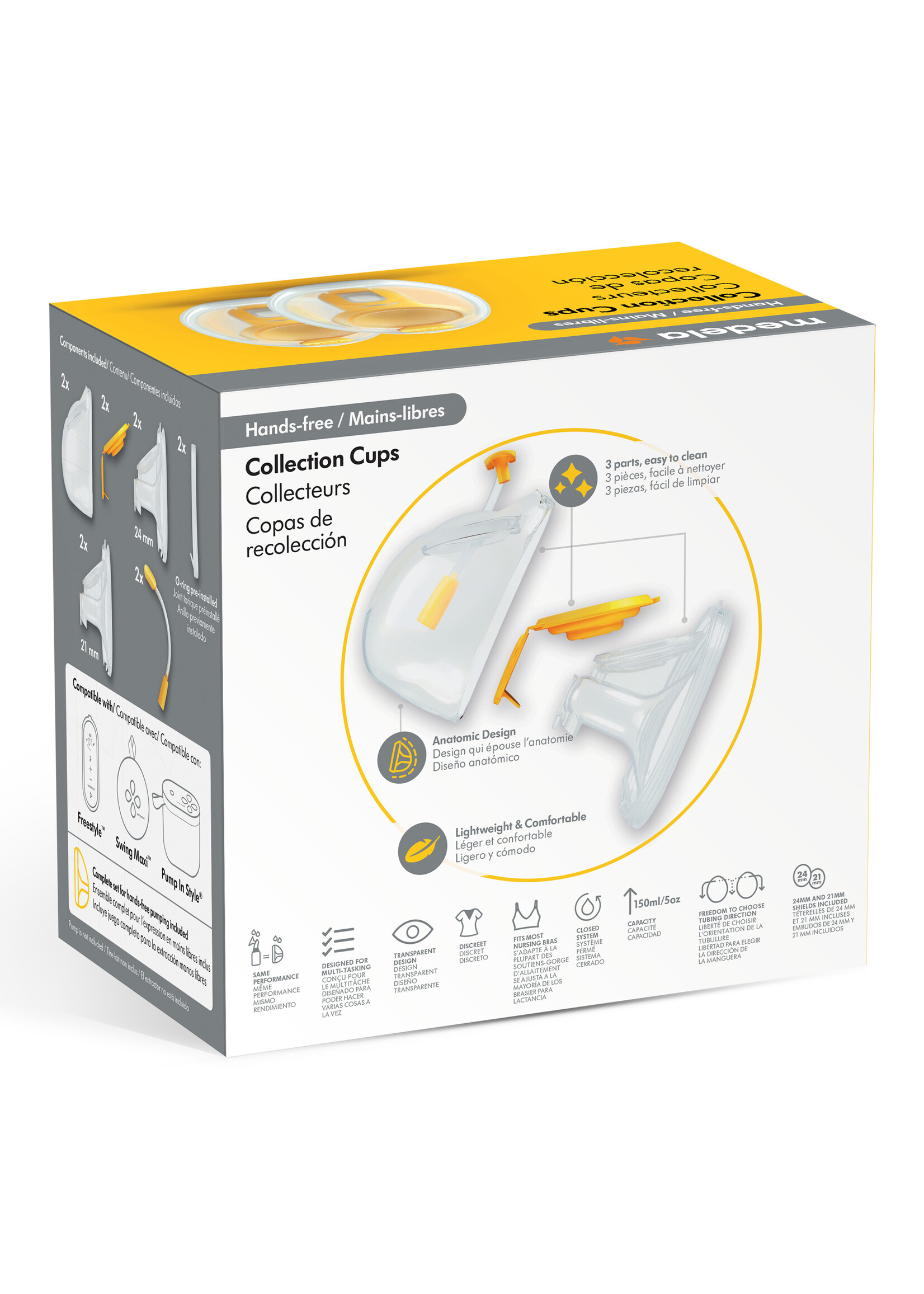Medela Hands-Free Collection Cups Breast Shields 24mm for Freestyle  Handsfree
