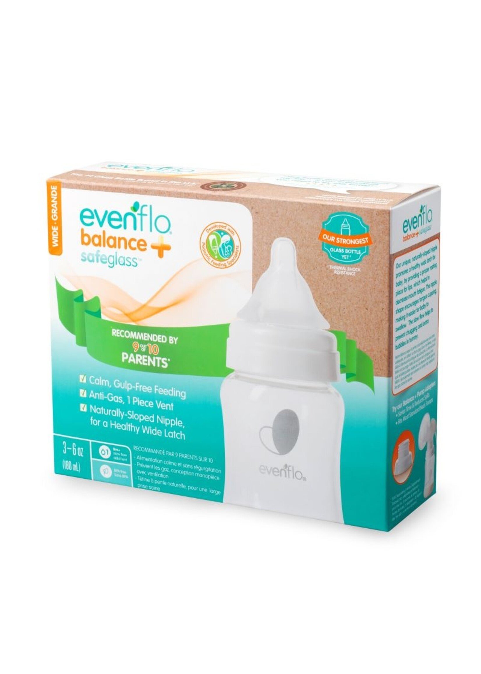 Evenflo Balance + Wide Glass Baby Bottle 6oz