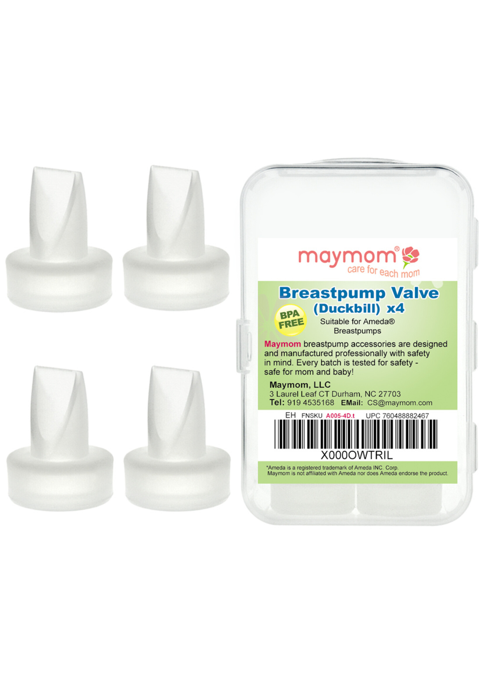 Maymom Valves compatible with Ameda , 4pc/box, Semitransparent