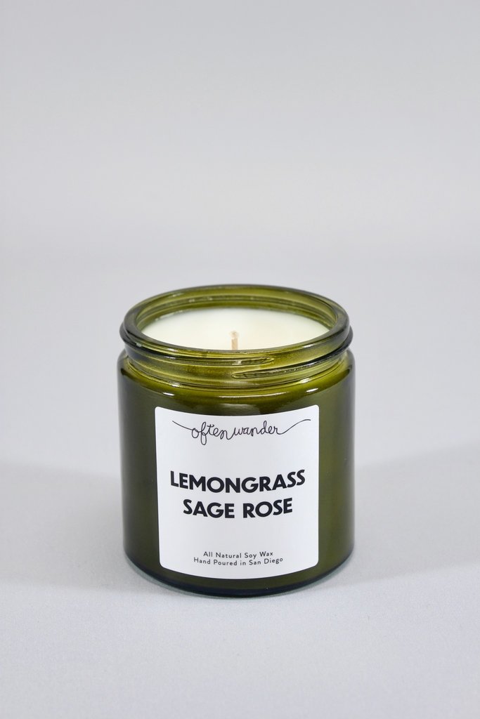 Often Wander Lemongrass, Sage & Rose Signature Candle