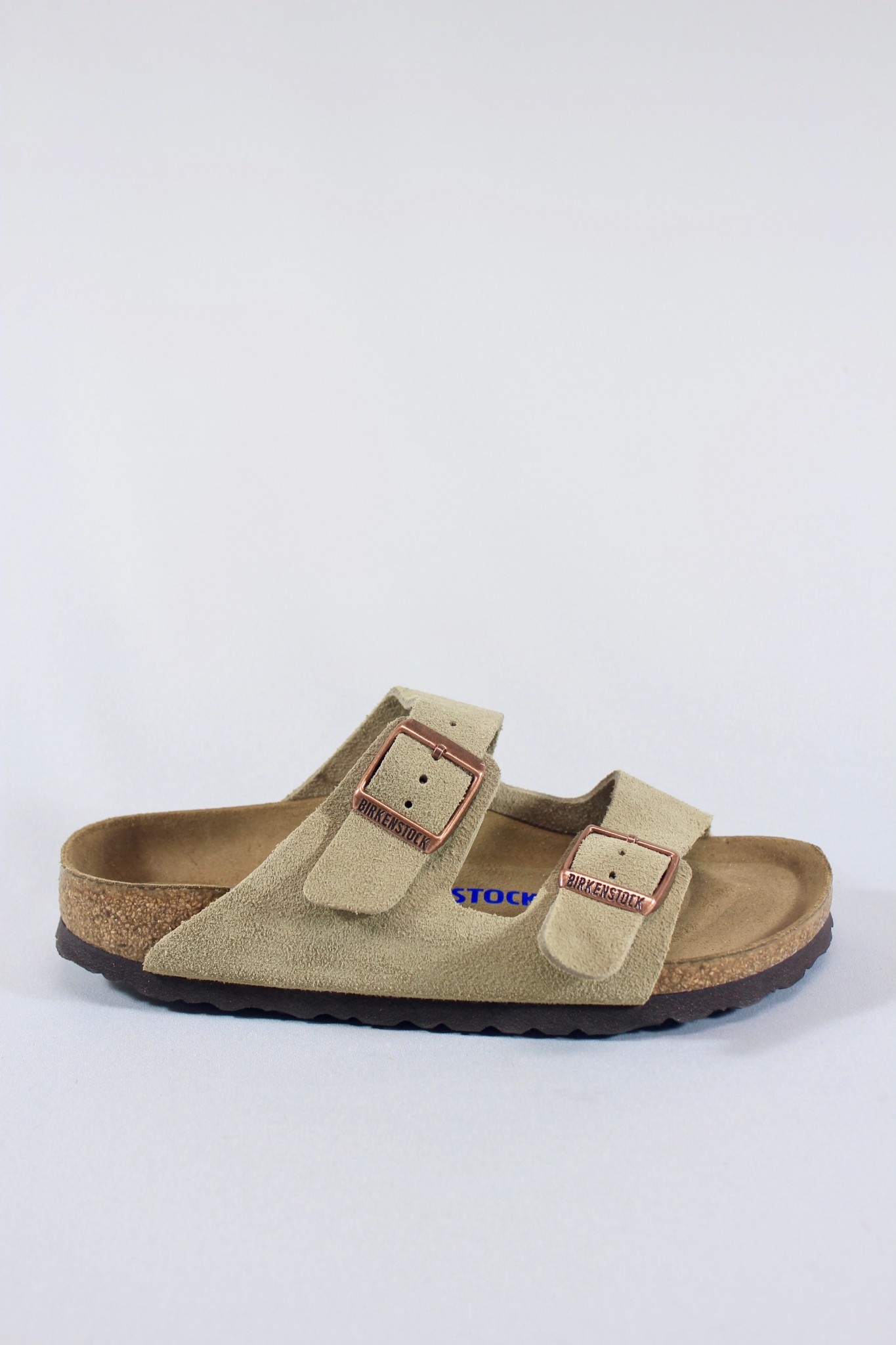 Birkenstock Arizona Soft Footbed Sandal (Narrow) Taupe Suede