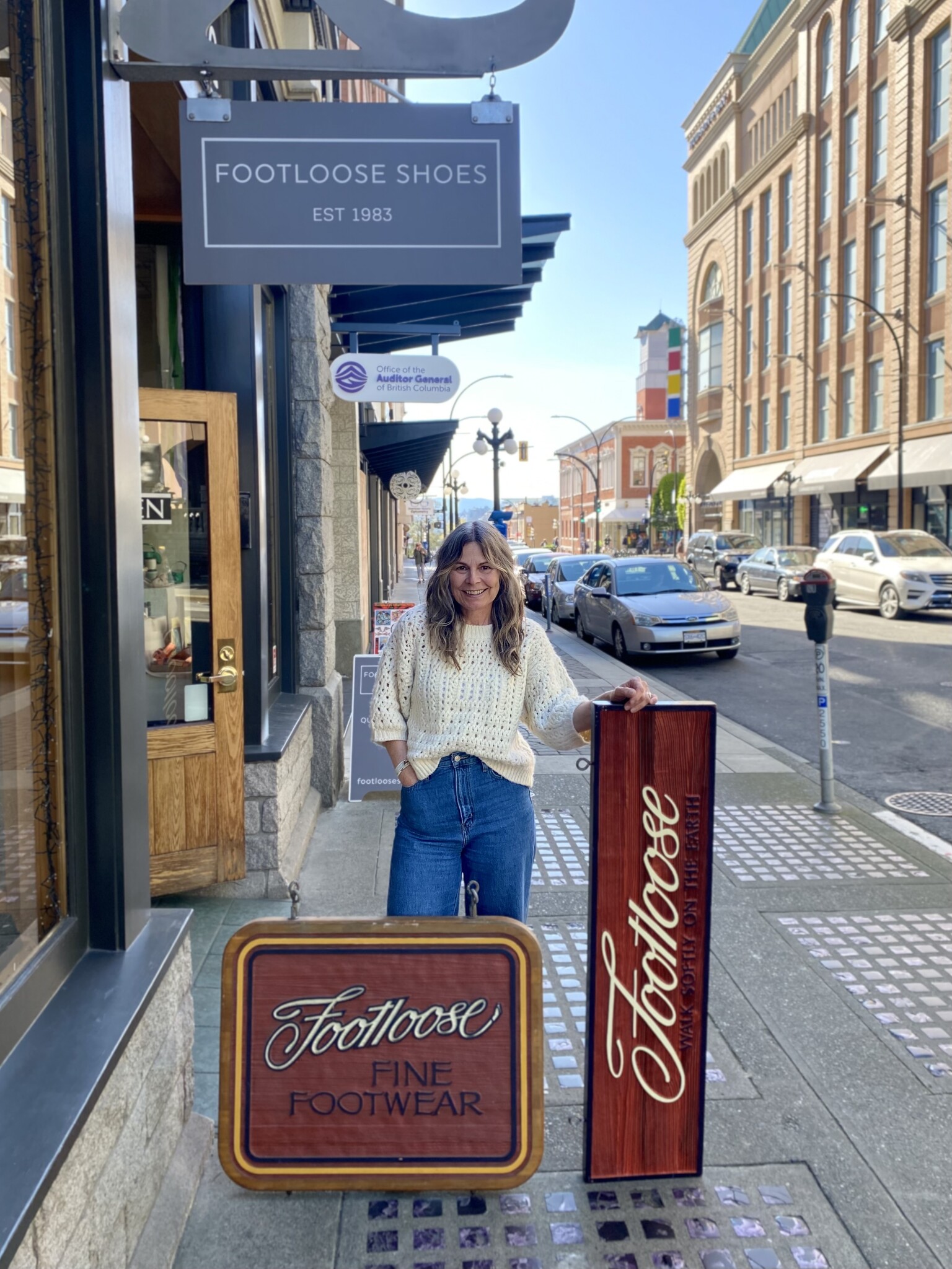 Kerstin and her many shop signs over the years