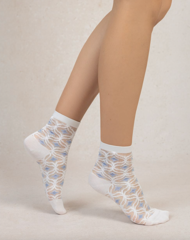 Bleuforet Retro Print Transparent Ankle Sock