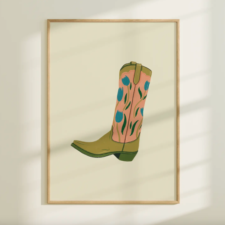 Artbaby & Co. Floral Cowboy Boot Art Print