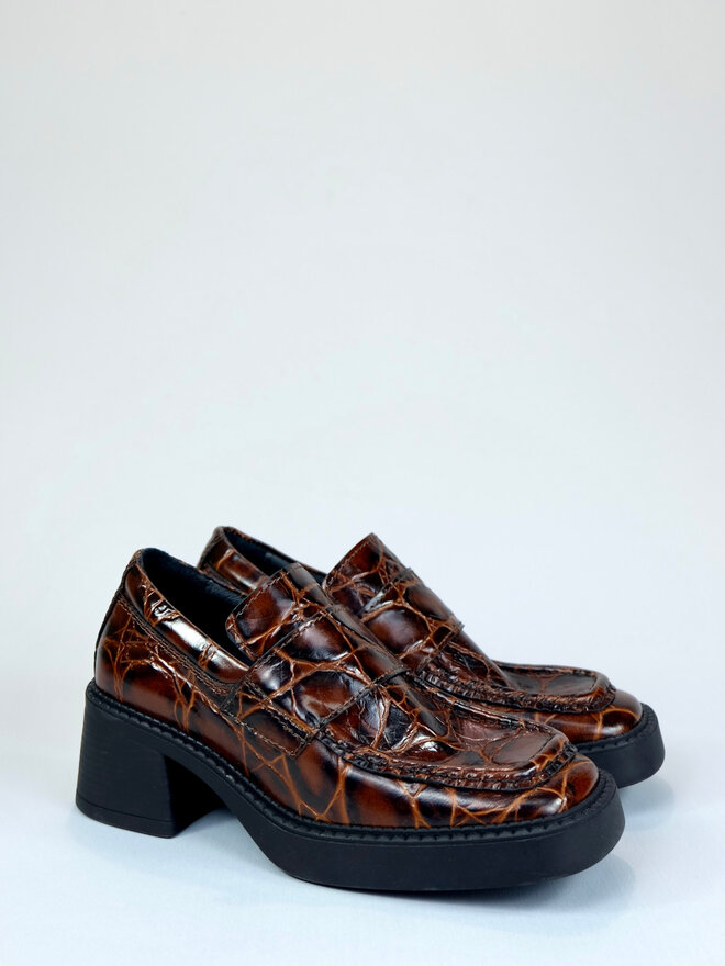 E8 by Miista - Karina Loafer - Brown Coco Croc - Footloose Shoes E8 by Miista - Karina Loafer - Brown Coco Croc - Footloose Shoes