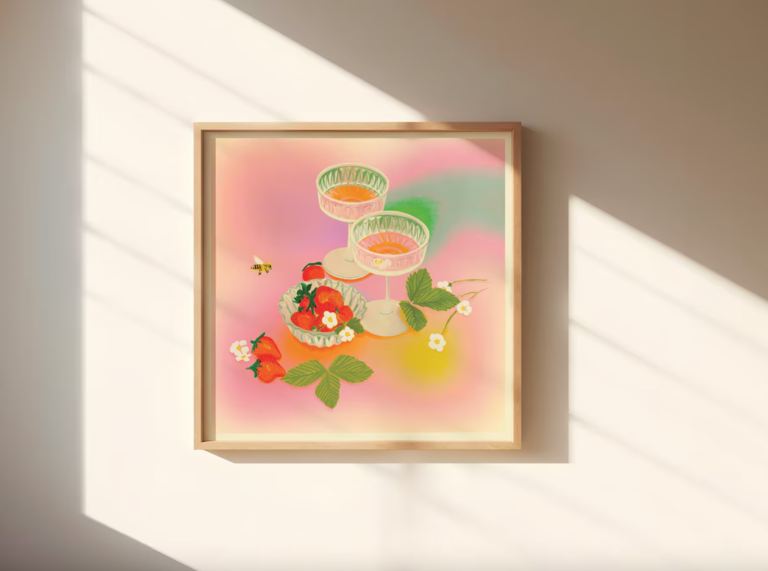 Artbaby & Co. Strawberry Rainbow Cocktail Art Print