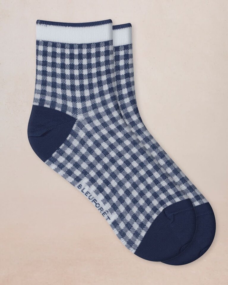 Bleuforet Ankle Socks With Gingham Pattern