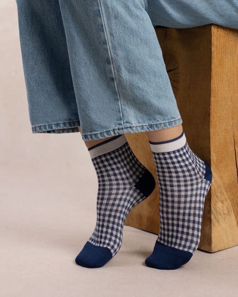 Bleuforet Ankle Socks With Gingham Pattern