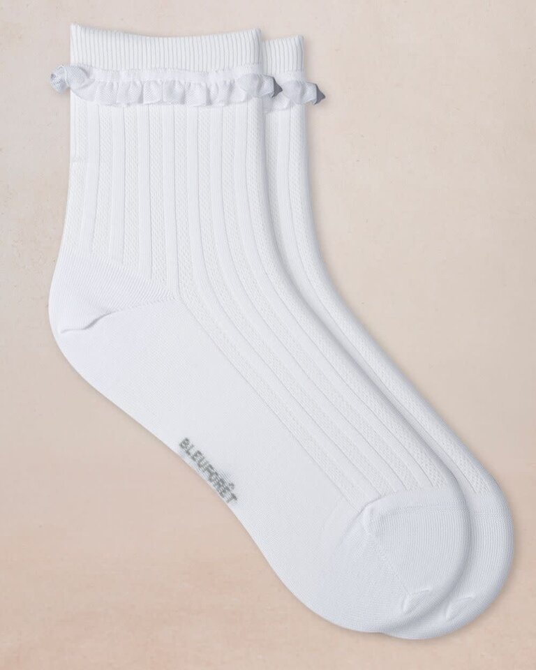 Bleuforet Ribbed Ankle Sock With Flounces