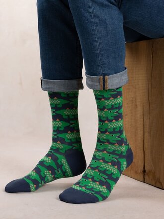 Bleuforet Mens Crocodiles Pattern Socks