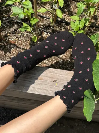 Le Bon Shoppe Petal Ruffle Hugger Crew Socks