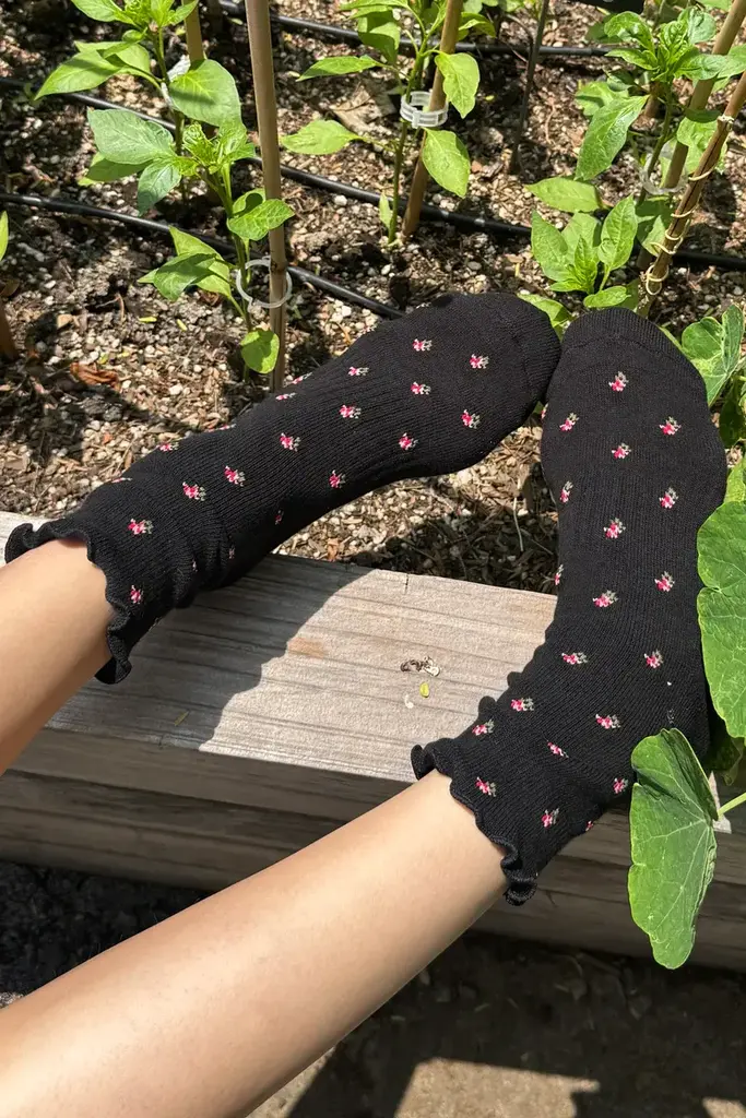 Le Bon Shoppe Petal Ruffle Hugger Crew Socks