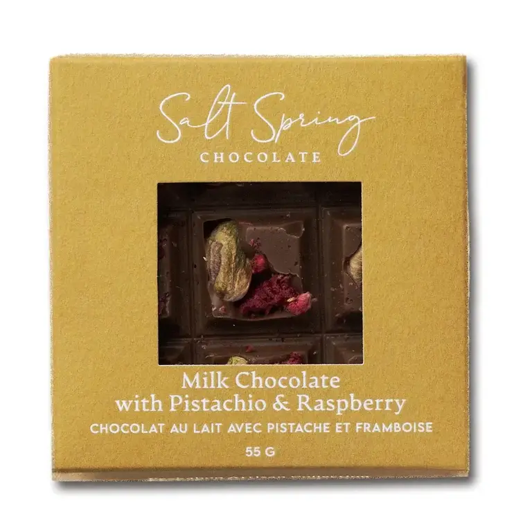 Salt Spring Chocolate Salt Spring Island Raspberry Pistachio Peekaboo Chocolate Bar